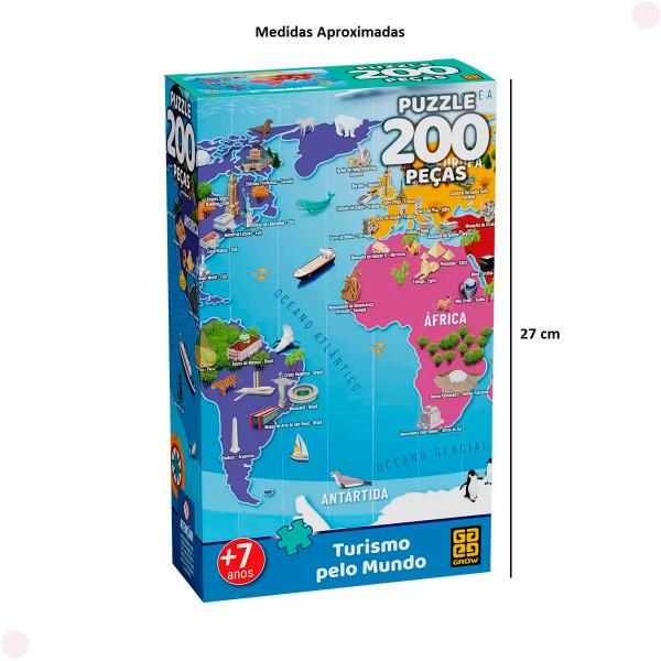 Imagem de Quebra Cabeça Puzzle 200 Peças Turismo Pelo Mundo 04591 Grow