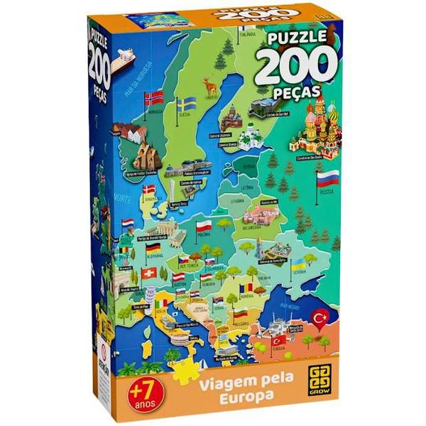 Imagem de Quebra Cabeça Puzzle 200 Peças Viagem Pela Europa Grow
