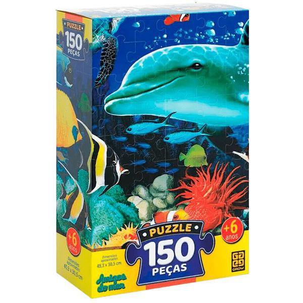 Imagem de Quebra Cabeça Puzzle Amigos do Mar 150 peças Grow