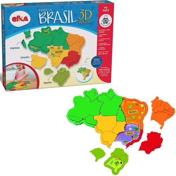 Imagem de Quebra Cabeça Puzzle Mapa Do Brasil 3D Plástico Elka 1109