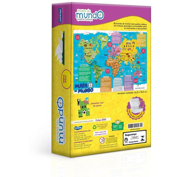 Imagem de Quebra Cabeça Puzzle Mapa Do Mundo 200 Peças - Toyster