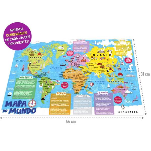 Imagem de Quebra Cabeça Puzzle Mapa Do Mundo 200 Peças - Toyster