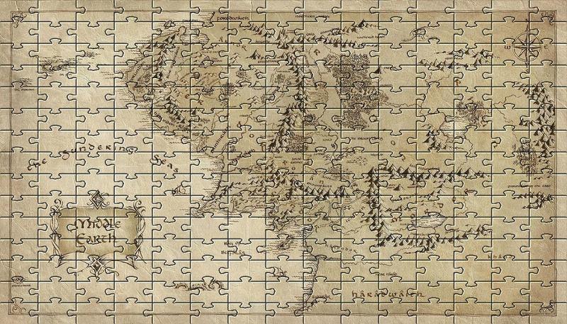 Imagem de Quebra-cabeça Puzzle Mapa Terra Média de 300 peças + Puzzle 60 peças