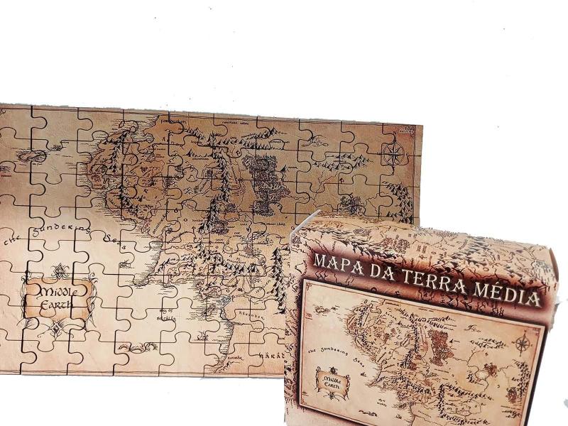 Imagem de Quebra-Cabeça Puzzle Mapa Terra Média De 80 Peças Mdf