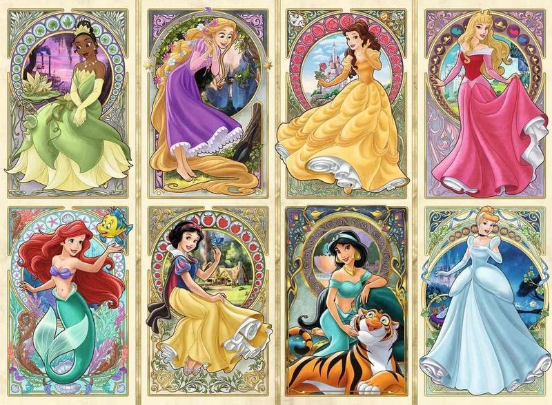 Imagem de Quebra-cabeça Ravensburger Disney Art Nouveau Princess 1000 unidades