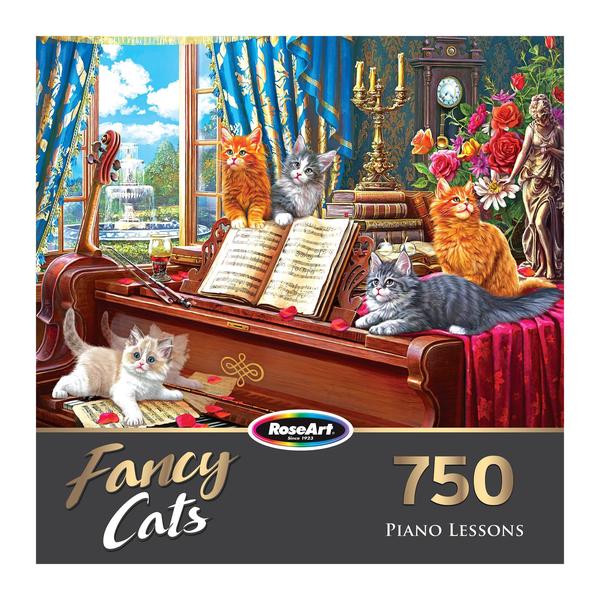 Imagem de Quebra-cabeça RoseArt Fancy Cats Piano Lessons 750 peças