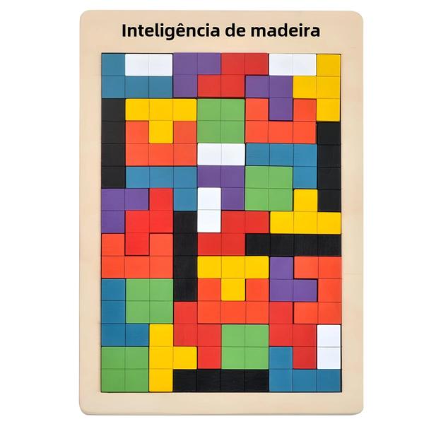 Imagem de Quebra-Cabeça Tangram de Madeira Colorido - Brinquedo Educacional para Crianças