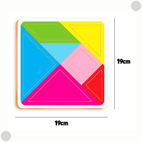 Imagem de Quebra-Cabeça Tangram Geométrico Em Madeira 0447 - Nig