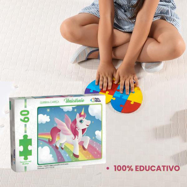 Imagem de Quebra Cabeça Unicórnio Infantil Menina 60 Peças 