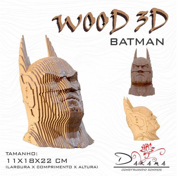 Imagem de Quebra Cabeças 3D Batman Busto Mdf 3Mm Natural - Darama