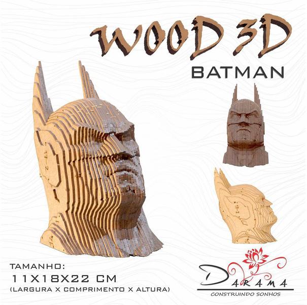 Imagem de  Quebra cabeças 3D Cabeça Enfeite BATMAN Busto MDF 3mm NATURAL - Darama