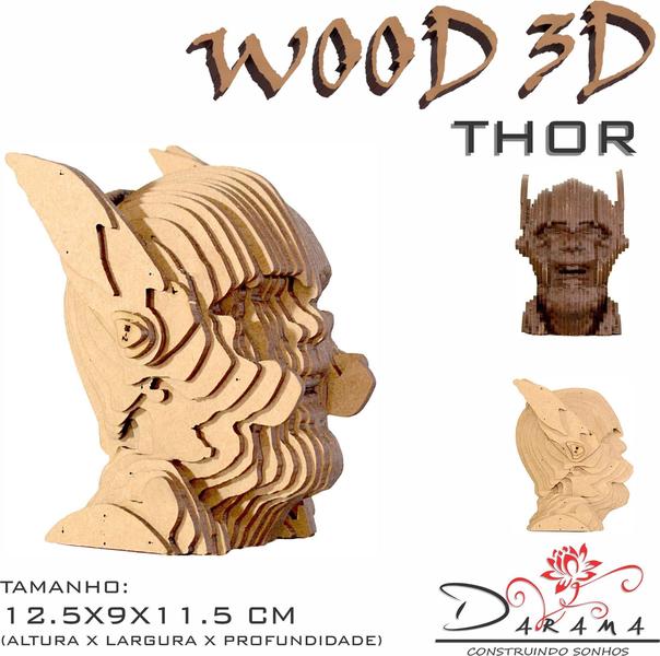 Imagem de Quebra Cabeças 3D Cabeça Thor Decoração Ornamento Enfeite