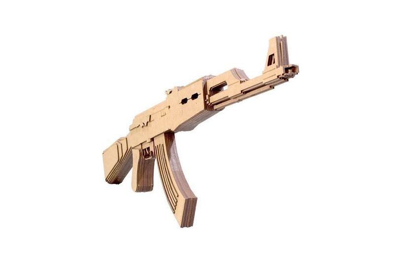 Imagem de Quebra Cabeças 3D Fuzil Ak-47 Em Mdf 3Mm Natural - Darama