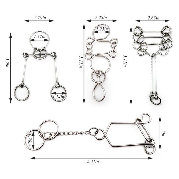 Imagem de Quebra-cabeças Metal Brain Teasers Zooshine Vantage Advanced 4 unidades