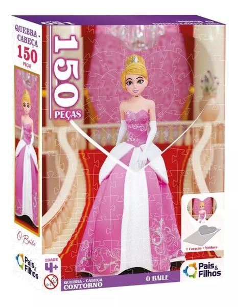 Imagem de Quebra-Cabeças O Baile Contorno De Coração Puzzle Infantil Princesas De 150 Peças