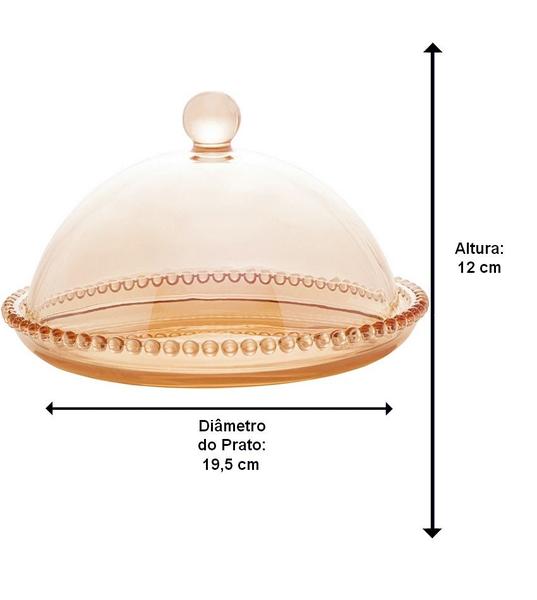 Imagem de Queijeira 19,5cm Por 12cm Pearl Âmbar De Cristal Ecológico Wolff