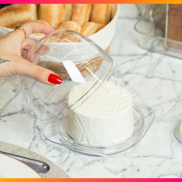 Imagem de Queijeira de Acrílico Para Porta Queijo, Organização e Decoração Cozinha, Geladeira, Casa, Mesa Posta, Café da Manhã