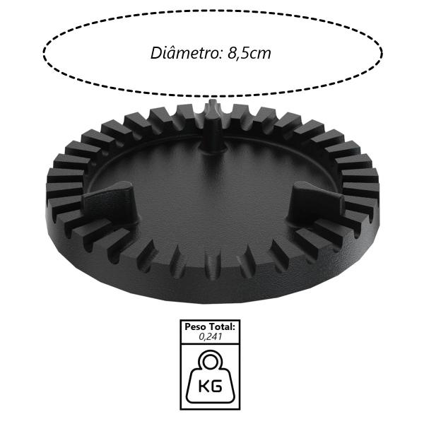 Imagem de Queimador Duplo 1Cano Completo Fogão Industrial Ferro 17,4cm