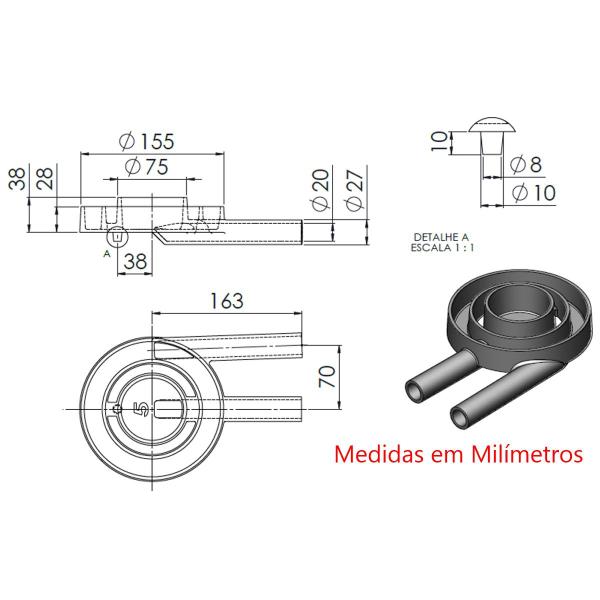 Imagem de Queimador Duplo Completo Fogão Industrial Ferro N05 15,5cm