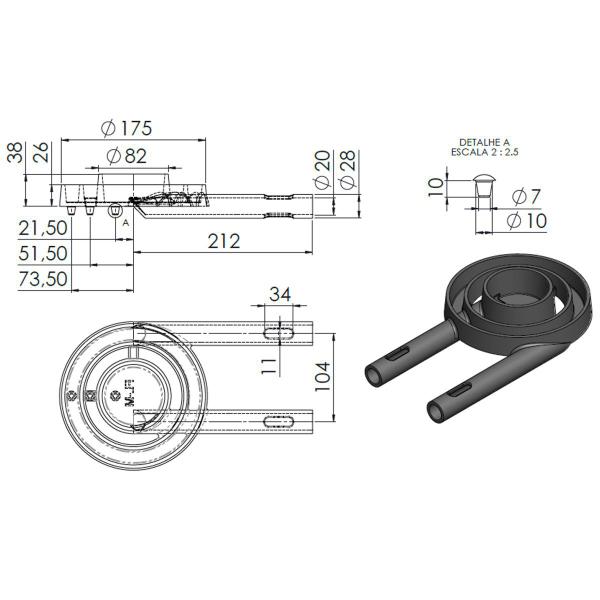 Queimador Duplo MITJ Fogão Industrial Ferro Fundido 17,5cm - Libaneza Imagem de Queimador Duplo MITJ Fogão Industrial Ferro Fundido 17,5cm