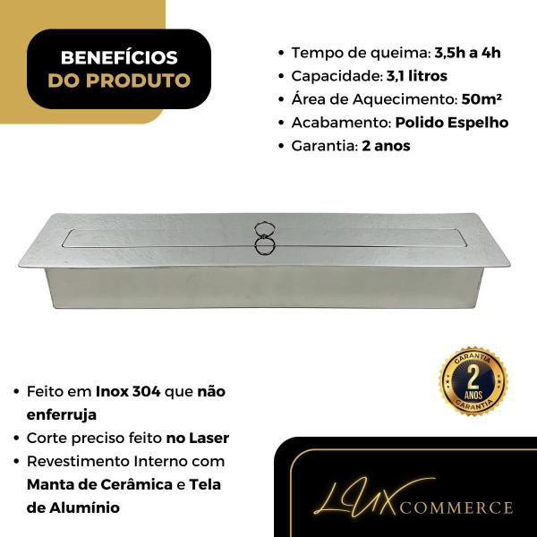 Imagem de Queimador Ecológico A Álcool Ou Etanol 60cm Inox