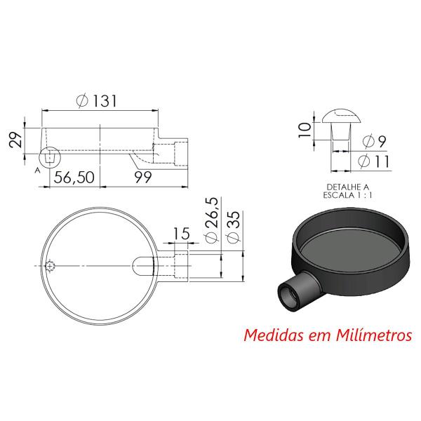 Imagem de Queimador Palmatoria Curto Completo de Fogão em Ferro 13cm