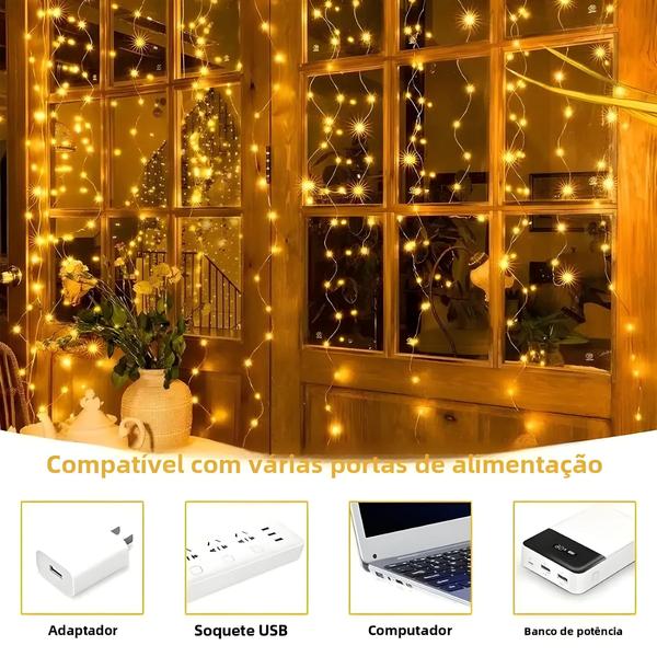 Imagem de Quente Usb Led Cortina Luzes Corda De Fadas Arco-íris Janela Casa Quarto Casamento Decoração Natal