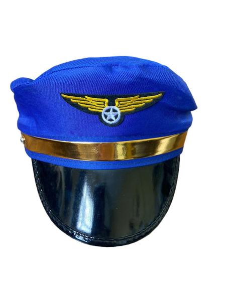 Imagem de Quepe Aviador Piloto De Avião Azul Cosplay Festas Carnaval