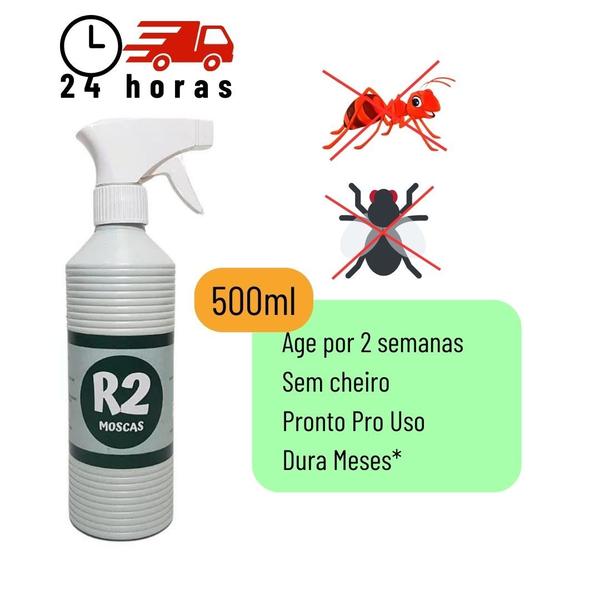 Imagem de R2 Mata Moscas e Formigas Ecológico 500ml + Borrifador - Sem cheiro (Utilizado em Mercados e Padarias)