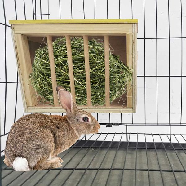 Imagem de Rabbit Hay Feeder Rack kathson Wooden Food Manager