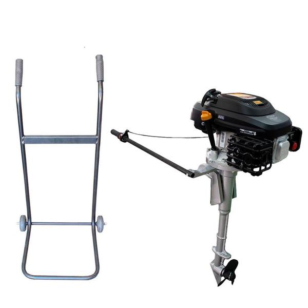 Rabeta Vertical com Motor Buffalo 6,5 cv e Carrinho para Transporte - Buffalo Motores e Acoplados Imagem de Rabeta Vertical com Motor Buffalo 6,5 cv e Carrinho para Transporte