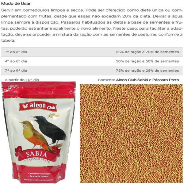 Imagem de Ração Alcon Club Sabiá e Pássaro Preto Supeer Premium 500g