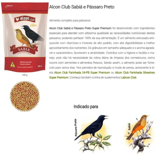 Imagem de Ração Alcon Club Sabiá e Pássaro Preto Supeer Premium 500g