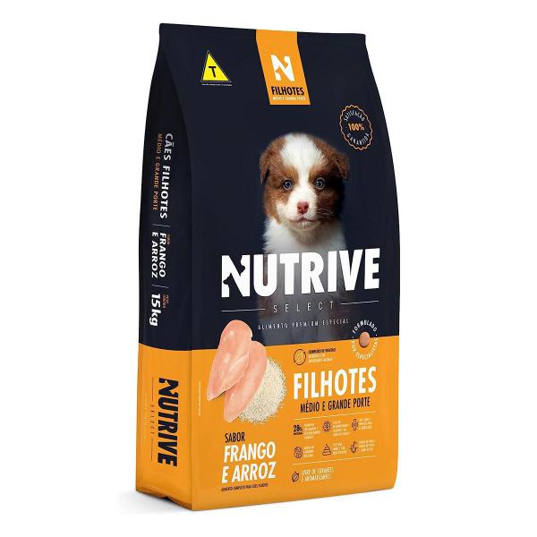 Imagem de Ração Cães Nutrive Select Filhotes Médio e Grande Frango e Arroz 15kg