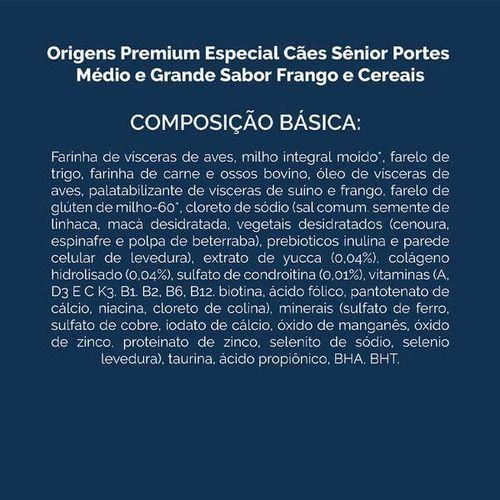 Imagem de Ração Cães Senior Méd. E Grandes Frango Cereais 15kg Origens