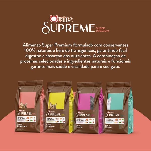 Imagem de Ração de 3kg Quatree Supreme Para Gato Castrado Salmão e Batata doce 