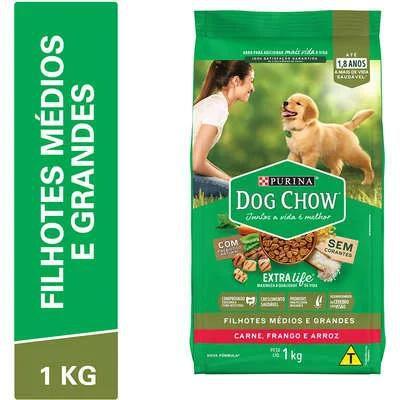 Ração Dog Chow para Cães Adultos de Porte Médio e Grande Sabor Carne, Frango e Arroz 1KG Imagem de Ração Dog Chow para Cães Adultos de Porte Médio e Grande Sabor Carne, Frango e Arroz 1KG