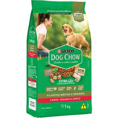 Ração Dog Chow para Cães Adultos de Porte Médio e Grande Sabor Carne, Frango e Arroz 1KG Imagem de Ração Dog Chow para Cães Adultos de Porte Médio e Grande Sabor Carne, Frango e Arroz 1KG