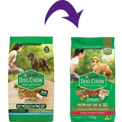 Ração Dog Chow para Cães Adultos de Porte Médio e Grande Sabor Carne, Frango e Arroz 1KG Imagem de Ração Dog Chow para Cães Adultos de Porte Médio e Grande Sabor Carne, Frango e Arroz 1KG
