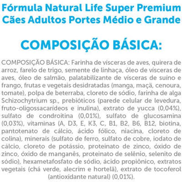 Imagem de Ração Fórmula Natural Life Adulto Raça Média e Grande 15 kg