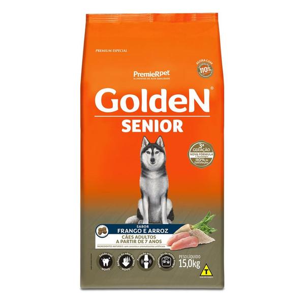 Imagem de Ração Golden Cães Sênior sabor Frango e Arroz 15 Kg