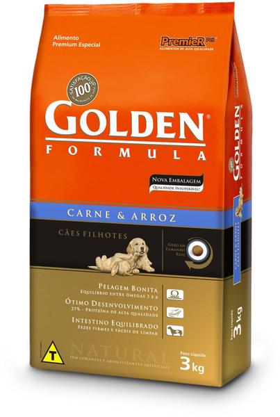 Imagem de Ração Golden Formula Adultos Carne e Arroz 3 kg - PremieR Pet