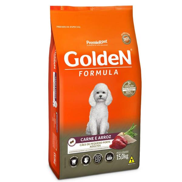 Imagem de Ração Golden Fórmula Mini Bits Para Cães Adultos Sabor Carne e Arroz 15 Kg