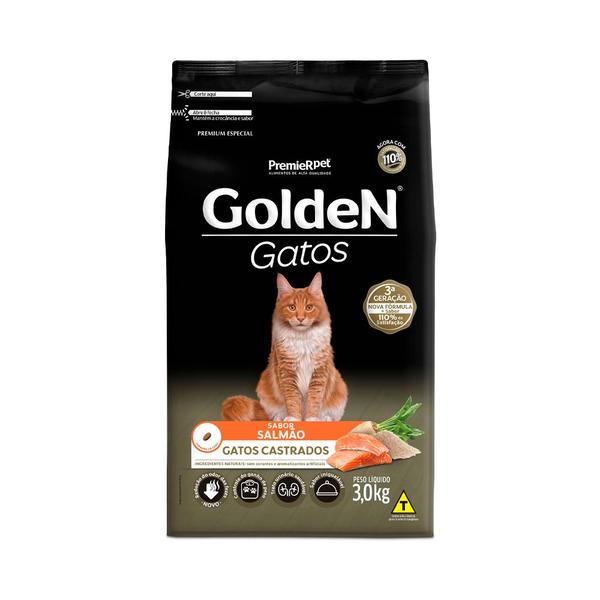 Imagem de Ração Golden Para Gatos Adultos Castrados Sabor Salmão 3kg