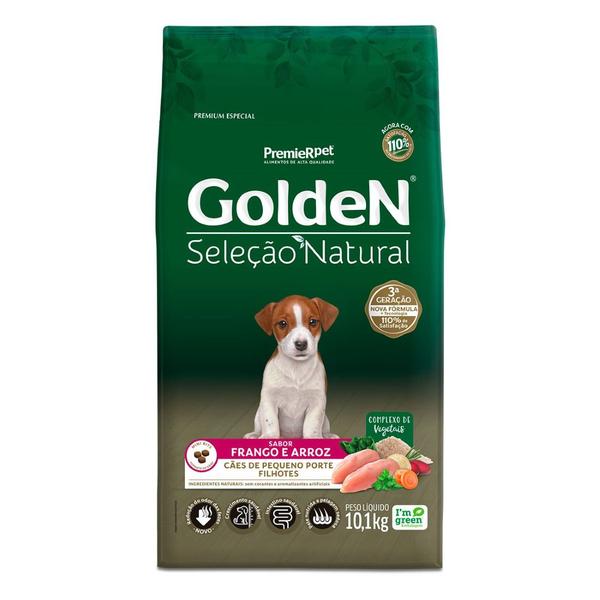 Imagem de Ração Golden Seleção Natural Cães Filhotes Raças Mini e Pequena sabor Frango e Arroz 10,1 Kg