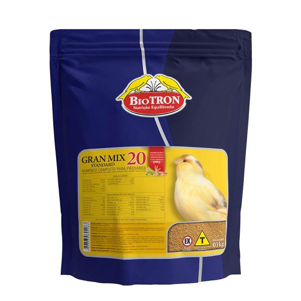 Imagem de Ração Gran Mix 20 Biotron Gran Mix Extrusada Sem Ovo para Pássaros 1kg Alimento Canário Reino Terra