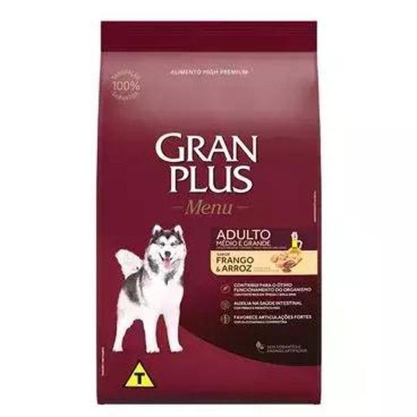 Racao gran plus cao menu adulto frango/arroz 15kg Imagem de Racao gran plus cao menu adulto frango/arroz 15kg