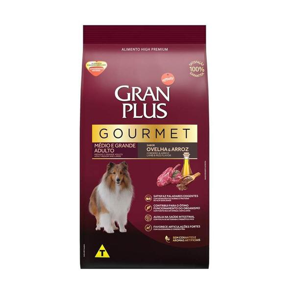 Imagem de Ração GranPlus Gourmet para Cães Adultos de Médio e Grande Porte Sabor Ovelha e Arroz - 3kg