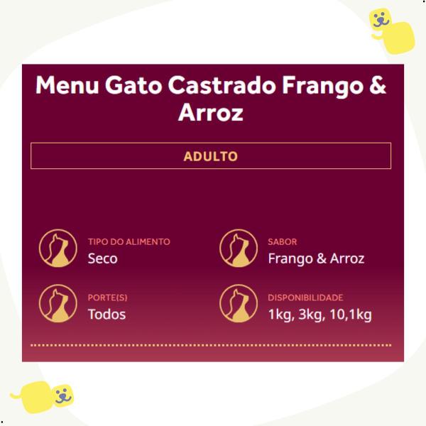 Imagem de  Ração GranPlus Menu Gato Castrado Frango e Arroz 10,1Kg