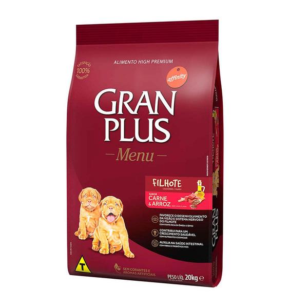 Imagem de Ração GranPlus Menu Para Cães Filhotes Porte Médio e Grande Sabor Carne e Arroz 20kg